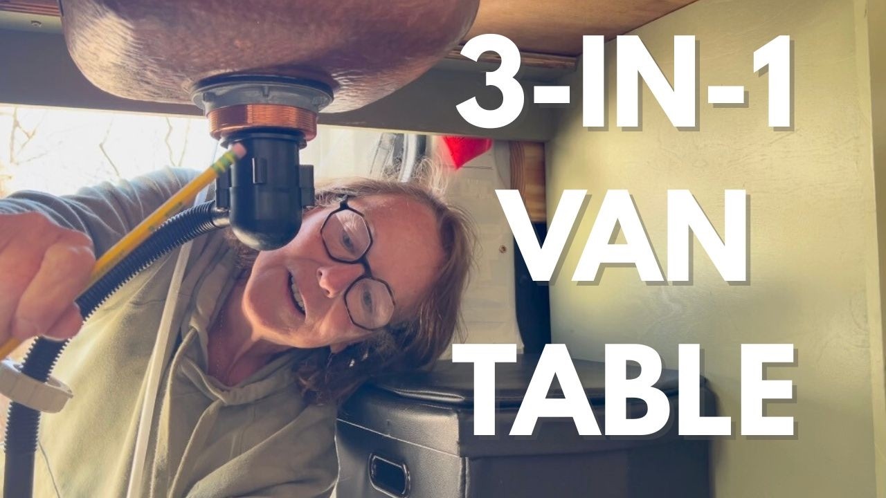 3-in-1 Flip-Up Van Table | Step for Mojo + Water Jug Storage + Tabletop