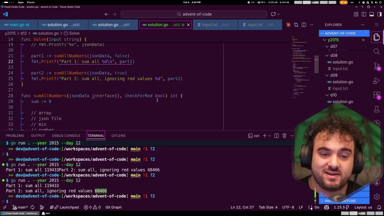 Advent of Code 2015 - Day 12: JSAbacusFramework.io (Go)