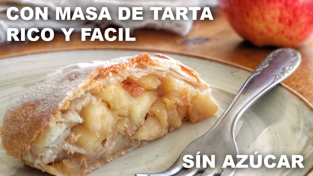 RECETA STRUDEL DE MANZANA CON HOJALDRE/TAPA DE TARTA (FÁCIL Y SIN AZÚCAR)
