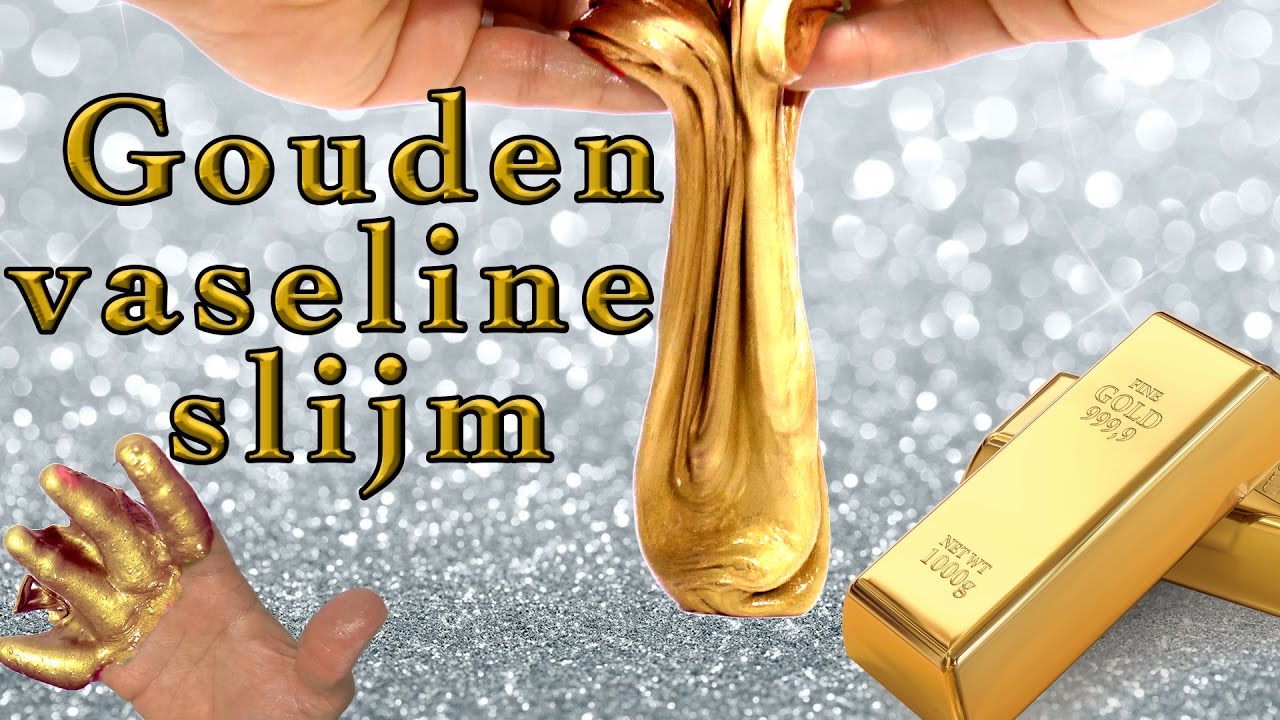 Gouden vaseline slijm! Slijm met vaseline en lijm en goudpoeder! Heel bijzonder