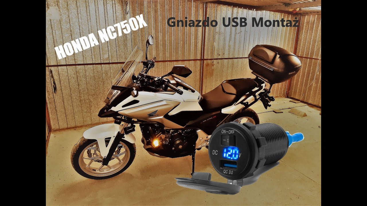 Montaż gniazda USB, ładowarka moto,Honda NC750X, mounting the socket, USB charger for a motorcycle