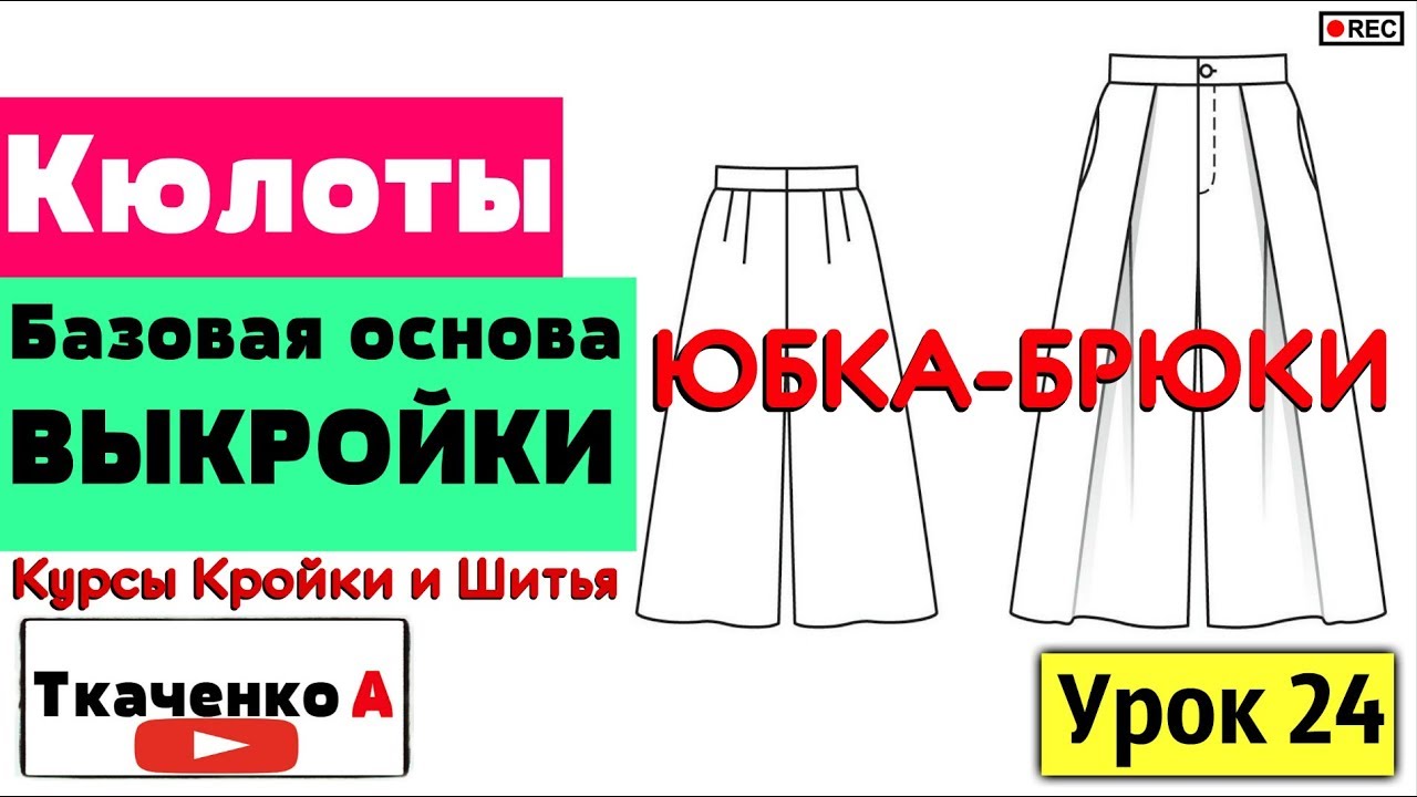 Кюлоты ЮБКА-БРЮКИ Базовая Основа Выкройки! Курсы Кройки и Шитья. Урок 24