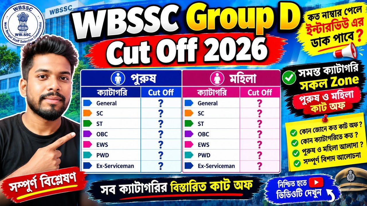 WBSSC Group D Cut Off 2026 ✅|| WBSSC গ্রুপ ডি কাট অফ 2026 📌 || WBSSC Vacancy New Update || #wbssc 