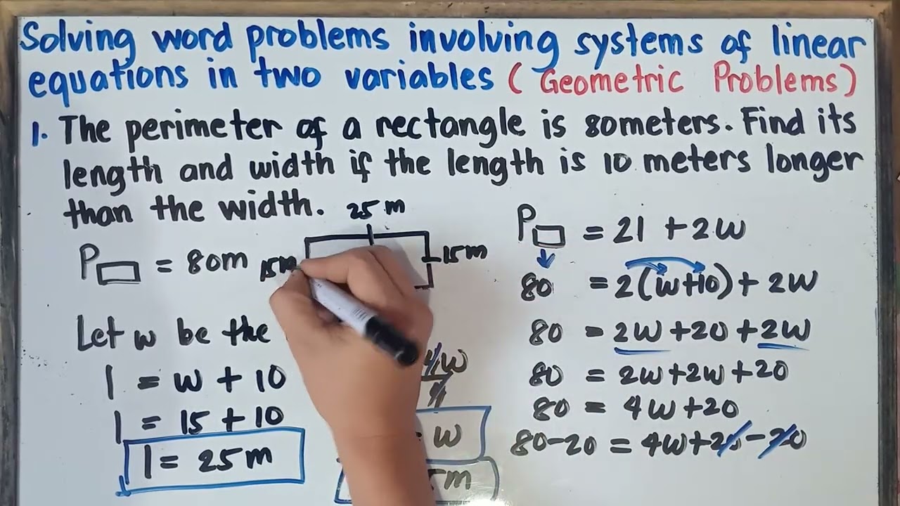 Solving Word Problems Involving Systems of Linear Equations in Two Variables ( Geometric Problems )