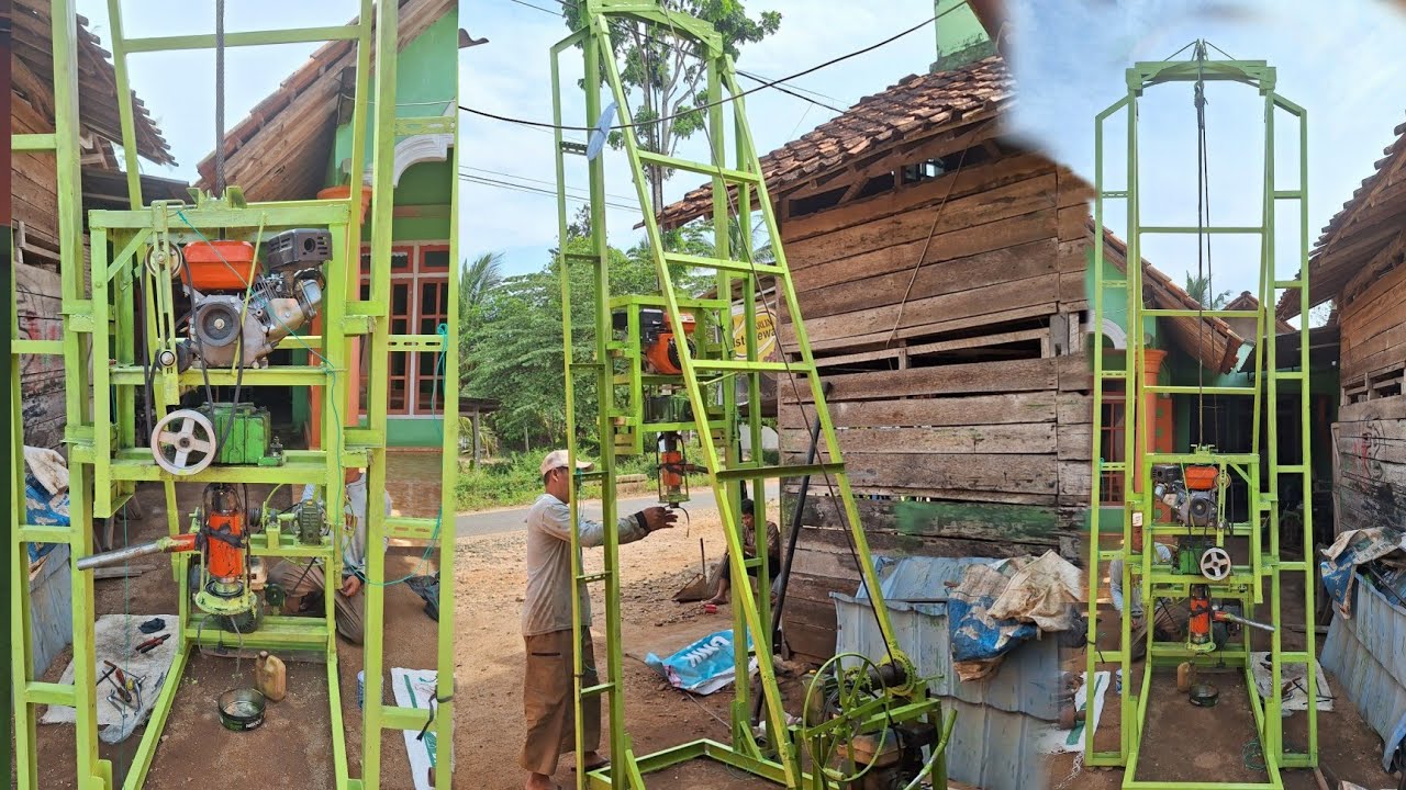 UJI COBA MESIN SUMUR BOR GANTUNG DARI BAHAN BEKAS