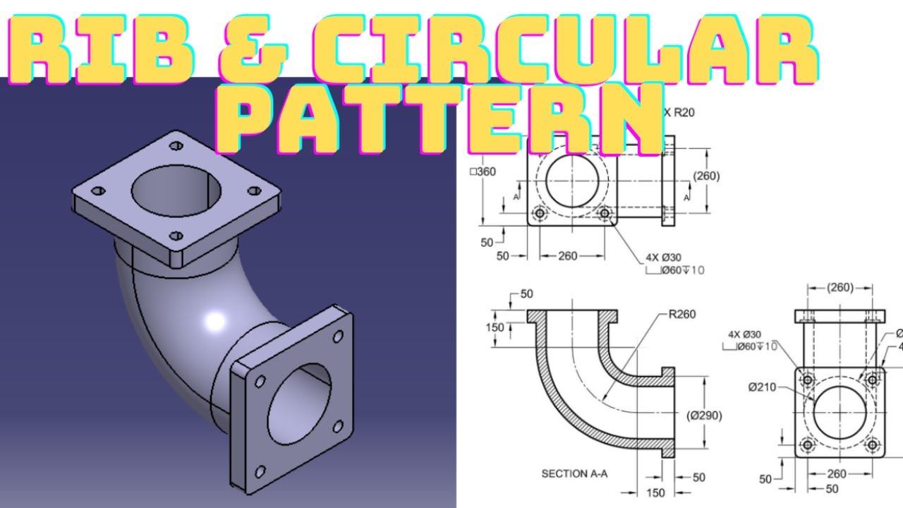 pipe in CATIA V5|rib_hole_circular pattern