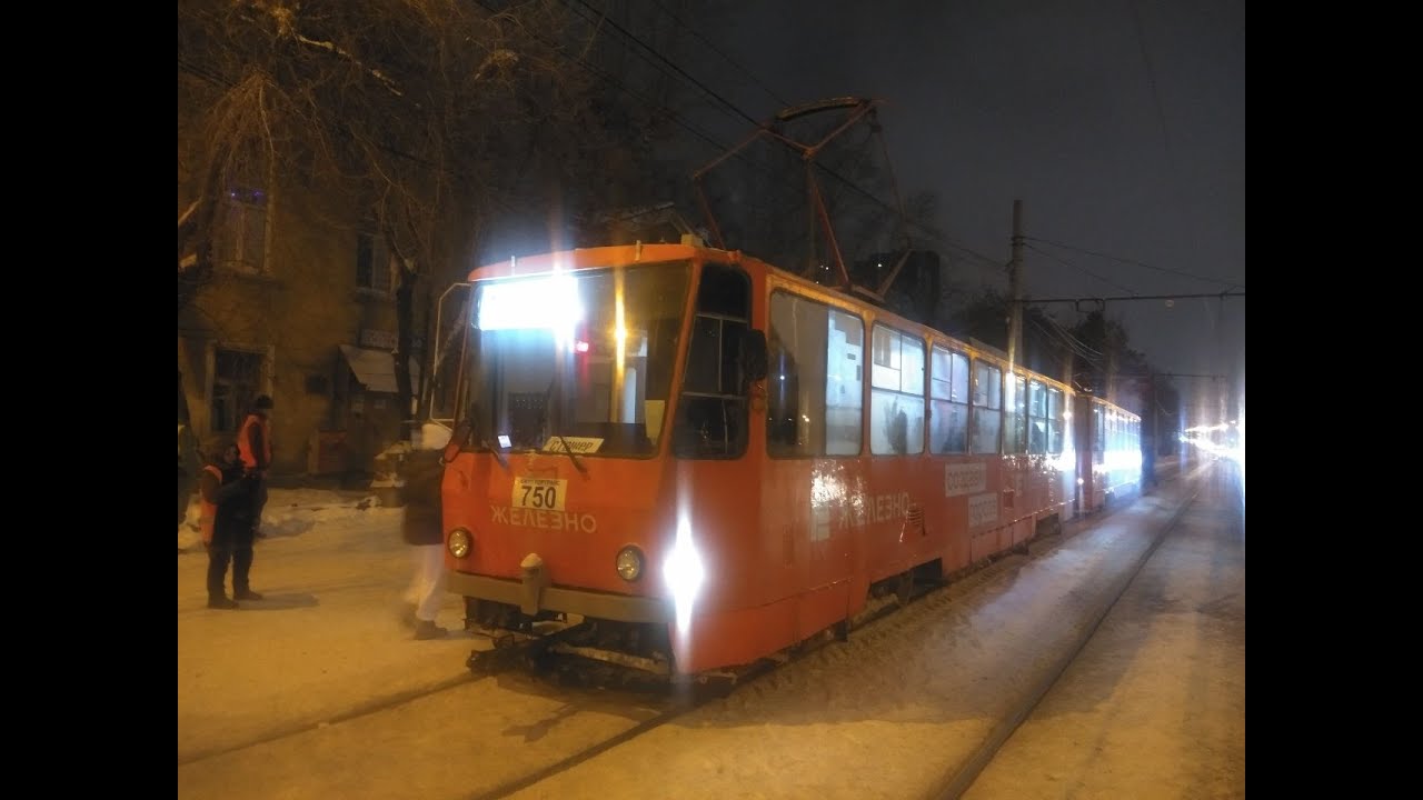 Поездка на трамвае Tatra T6B5SU СМЕ 750+751 (в вагоне 751), маршрут 1, Екатеринбург