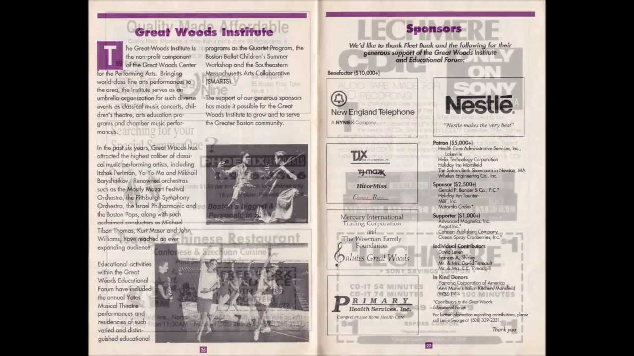 Great Woods Playbill Summer 1992