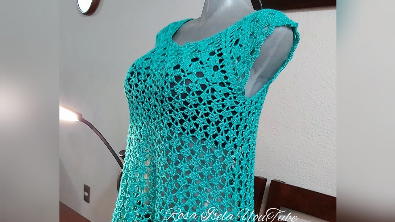 Blusa color agua Crochet