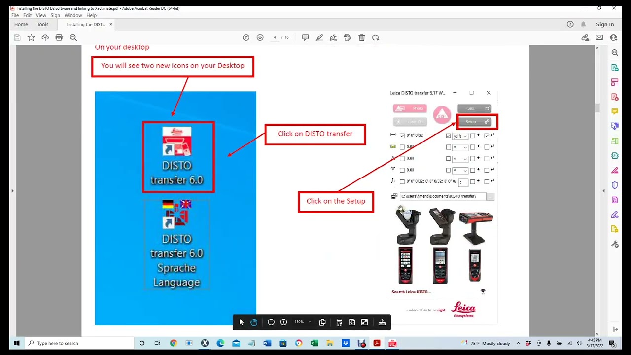 Установка программного обеспечения DISTO D2 и его подключение к Xactimate (MS Word)