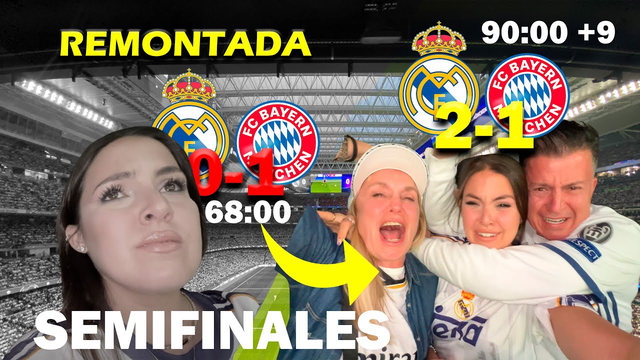 REACCIONANDO en el BERNABÉU REMONTADA Real Madrid VS Bayern Múnich | con mis PADRES😱🥳🤩😭