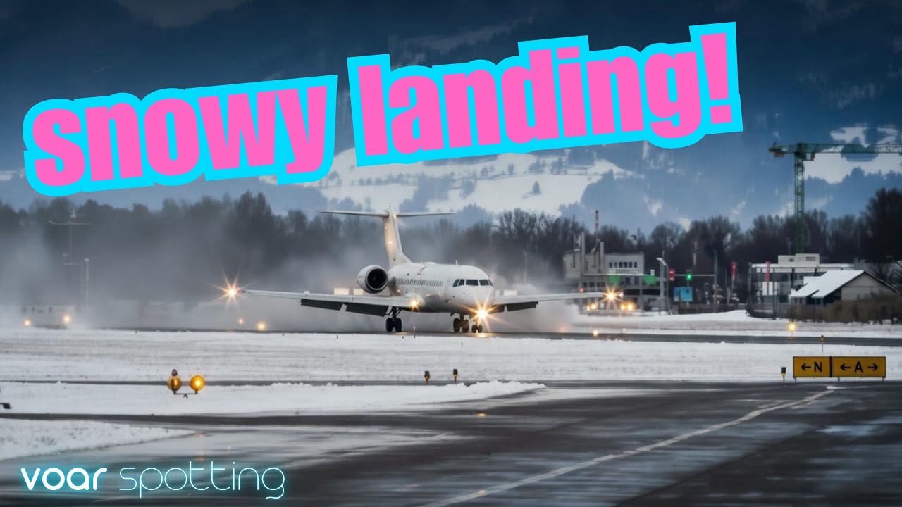 Avantiair Fokker 100 arrival & departure at Altenrhein (with awesome landing!) - 17/01/2016