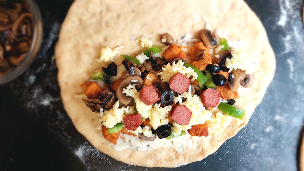Whole wheat Calzone Pizza Recipe, HEALTHY TASTY CALZONE PIZZA بيتزا كالزوني القمح الكامل