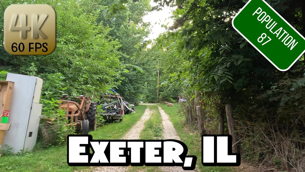Driving Around Tiny Small Town Exeter, Illinois in 4k Video