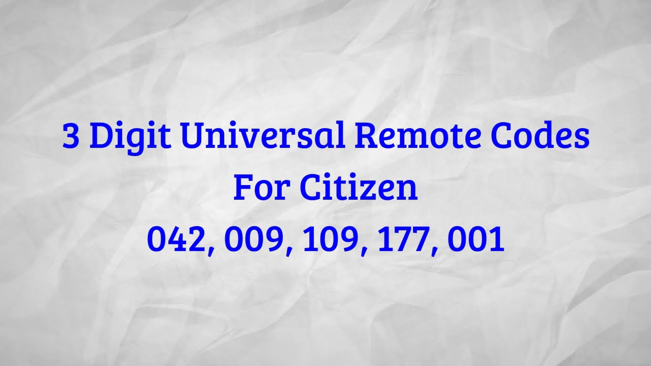 3 Digit Universal Remote Codes For TV