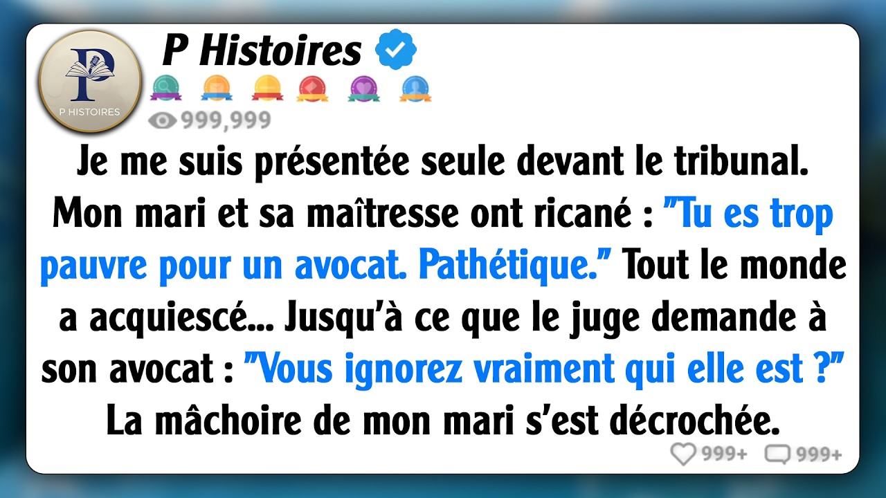 Mon mari a dit que je n'avais pas les moyens de me payer un avocat... Quelques minutes plus tard...