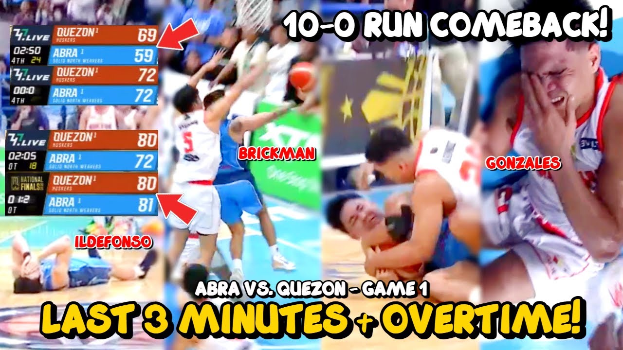 PANALO NA, NAGING BATO PA! LAST 3 MINUTES+OVERTIME: ABRA VS QUEZON GAME 1 FINALS! NAKAKALOKA NA GAME