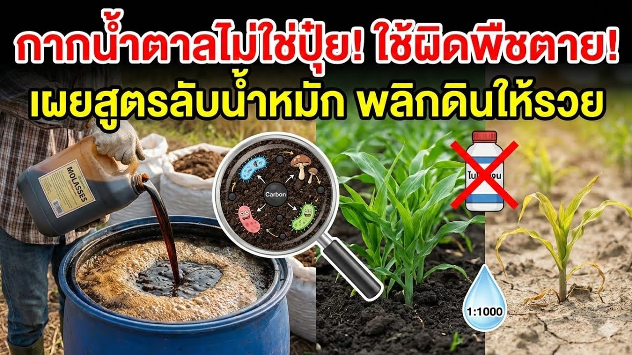 กากน้ำตาลถ้าใช้ผิดวิธีอาจทำให้พืชตายได้ มาดูกันว่าใช้กากน้ำตาลให้ถูกวิธีเค้าทำยังไง￼