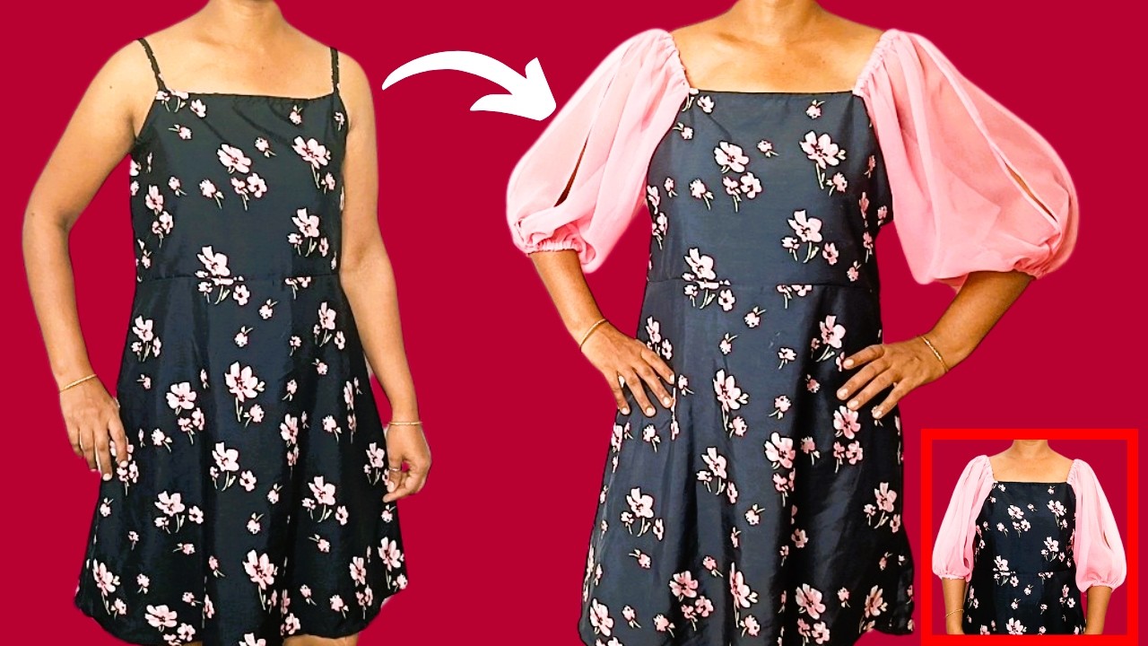 Sewing trick - How to add sleeves to a sleeveless dress/बिना बाजू की ड्रेस में बाजू कैसे लगाए