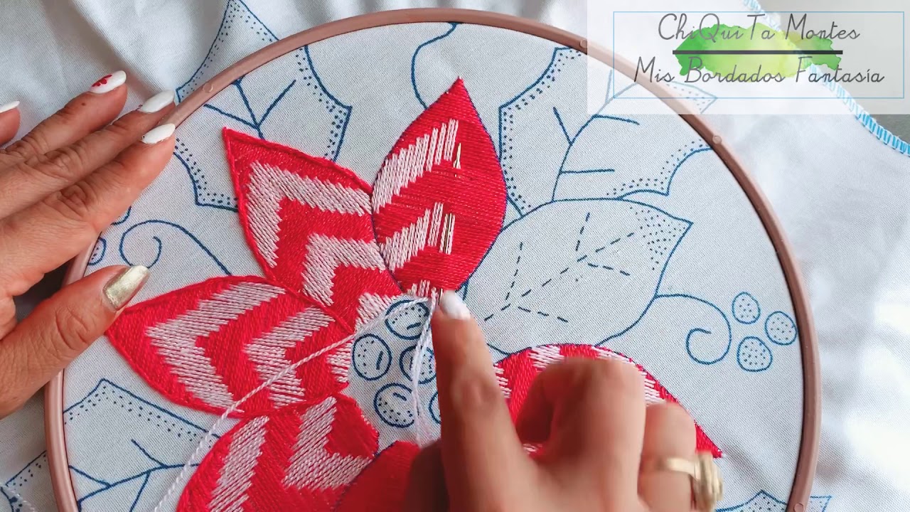 Bordado Fantasía Nochebuena 5 / Hand Embroidery Poinsettia / Fantasy Stitch