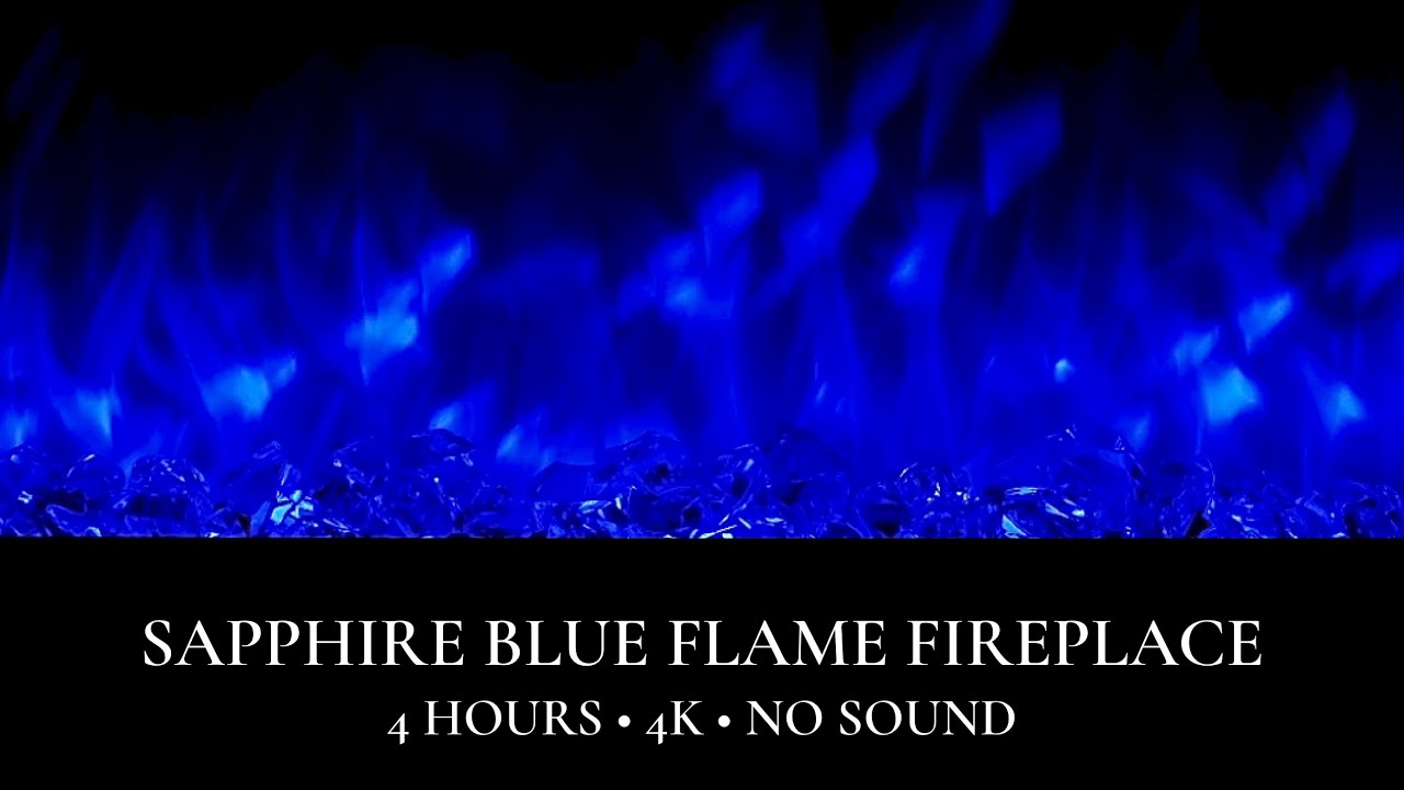 Sapphire Blue Luxury Fireplace 4K | 4 Hours Jewel Tone Elegance | No Music