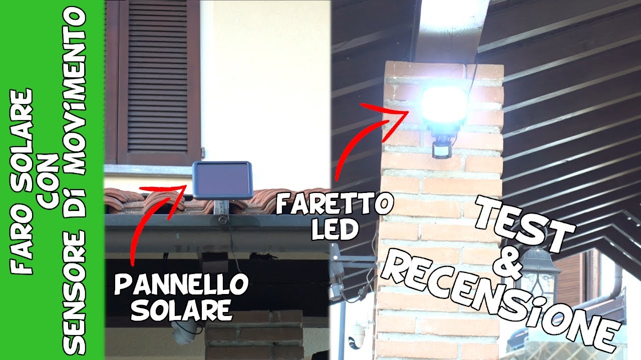 Faro solare a led da esterno con pannello solare e sensore PIR di movimento * Recensione e test