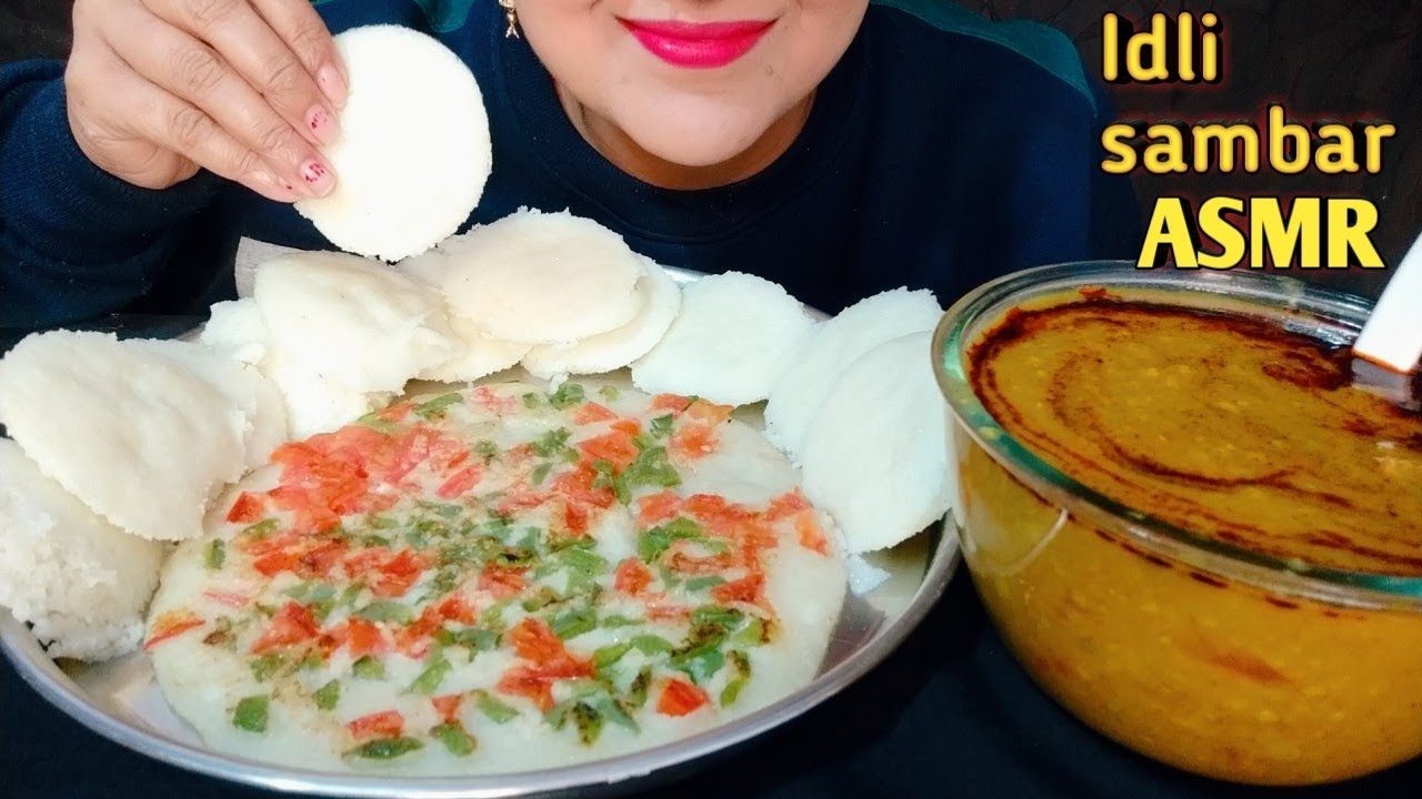 ASMR:Eating Idli Sambar,veg uttapam | sounth indian food asmr | indian food mukbang | foodie siyaa