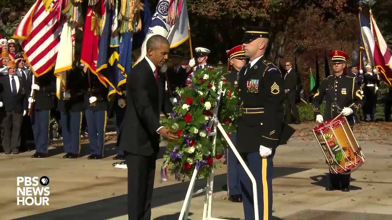 Watch President Obama lay a wreath at Tomb of the Unknown Soldier in Veterans Day ceremony
