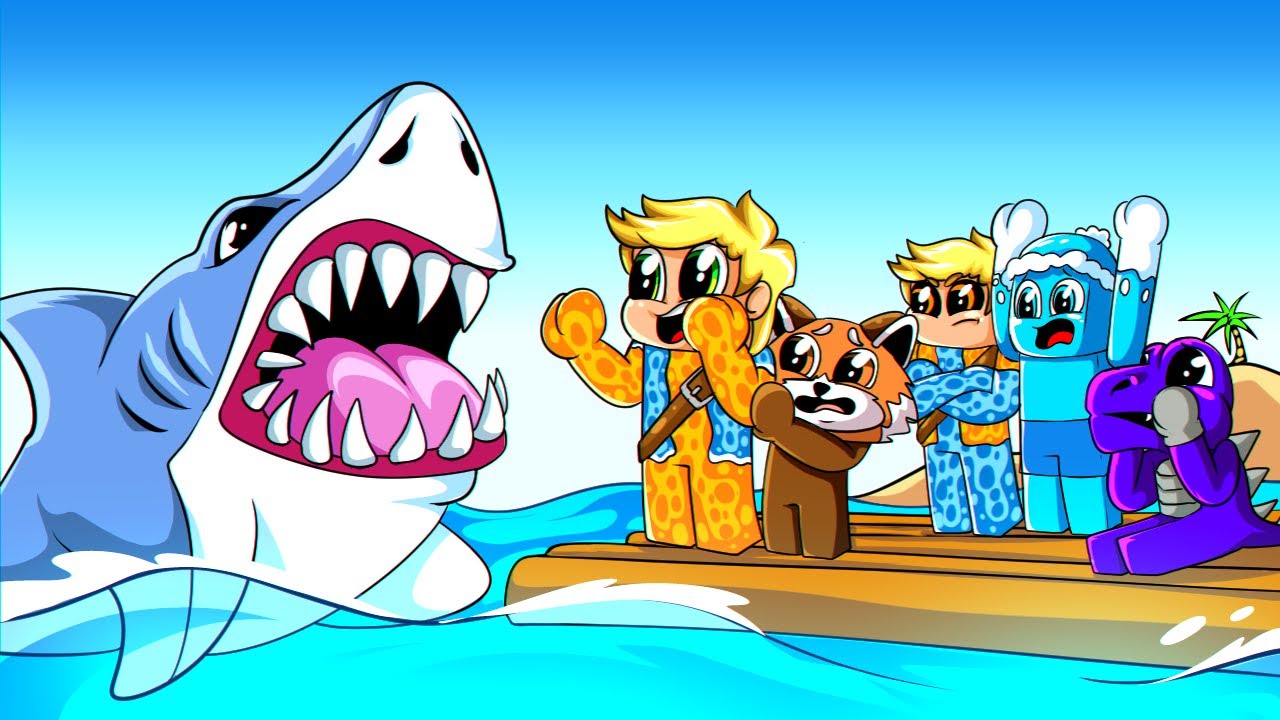 5 AMIGOS NO BARCO CONTRA UM TUBARÃO NO ROBLOX