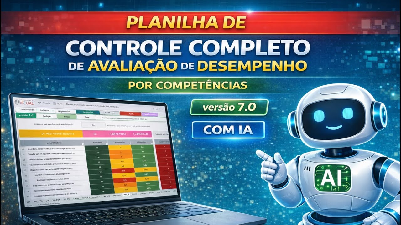 Planilha Controle Completo de Avaliação de Desempenho em Excel 7.0 365