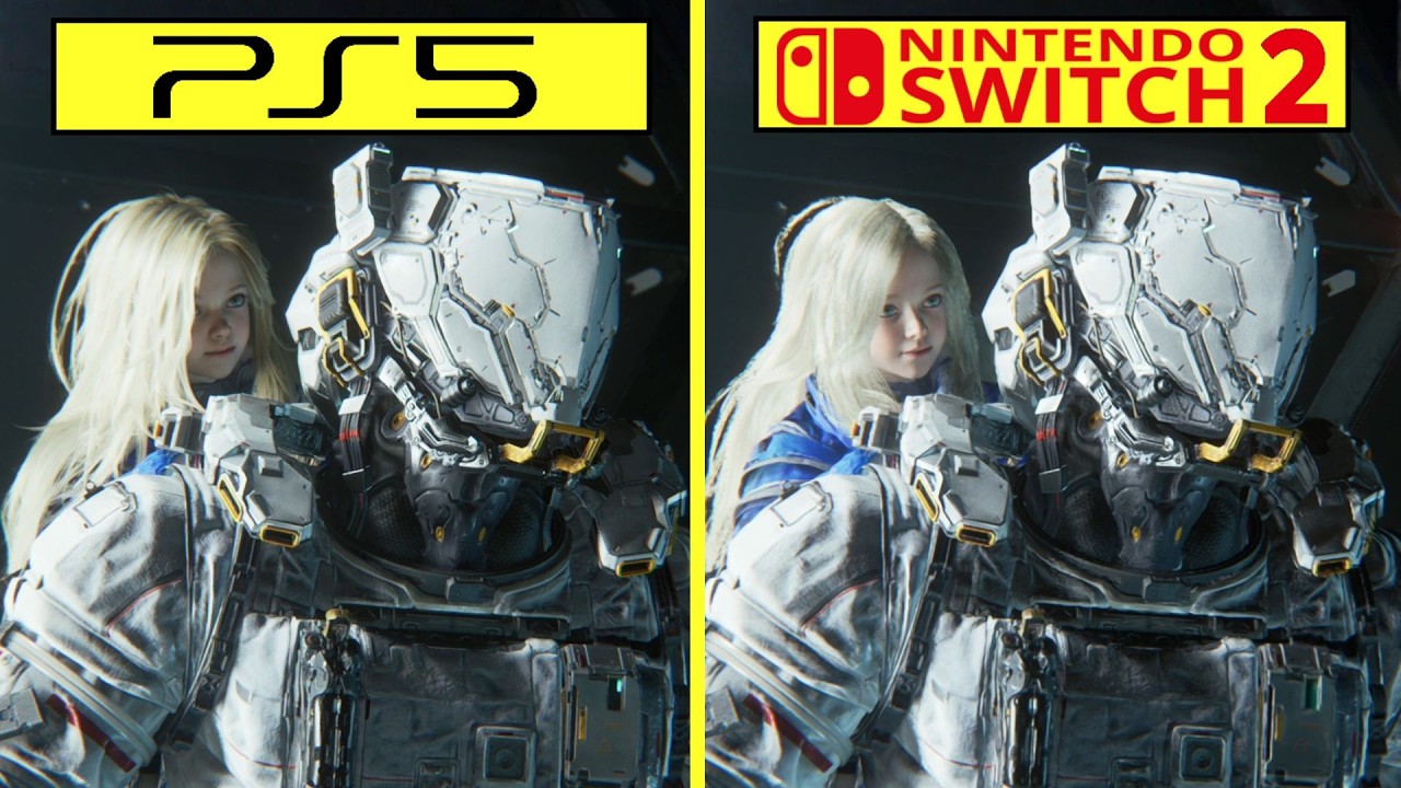 Сравнение графики и частоты кадров в демоверсии Pragmata для Switch 2 и базовой PS5.