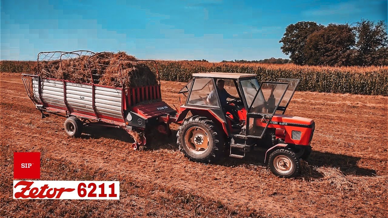 Zetor 6211 Samoutovarna prikolica za sijeno SIP Pionir 26 skupljanje sena početak baliranja 🌾2022 ✔