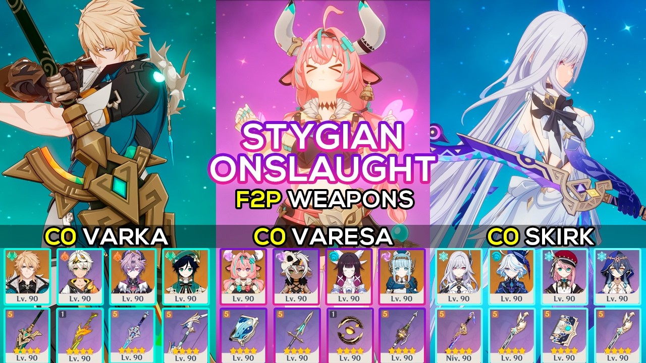 [F2P] 6.4 Stygian Onslaught Fearless | C0 Varka / C0 Varesa / C0 Skirk | Genshin Impact 6.4