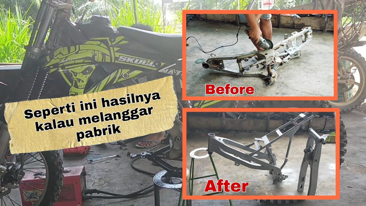 Modif rangka satria  2 tak PNP kx 85