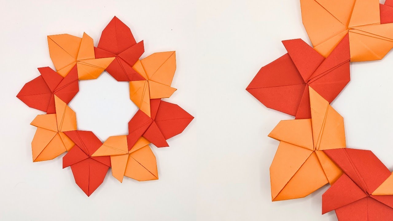 Easy Origami AUTUMN WREATH 🍁 How to make a paper wreath