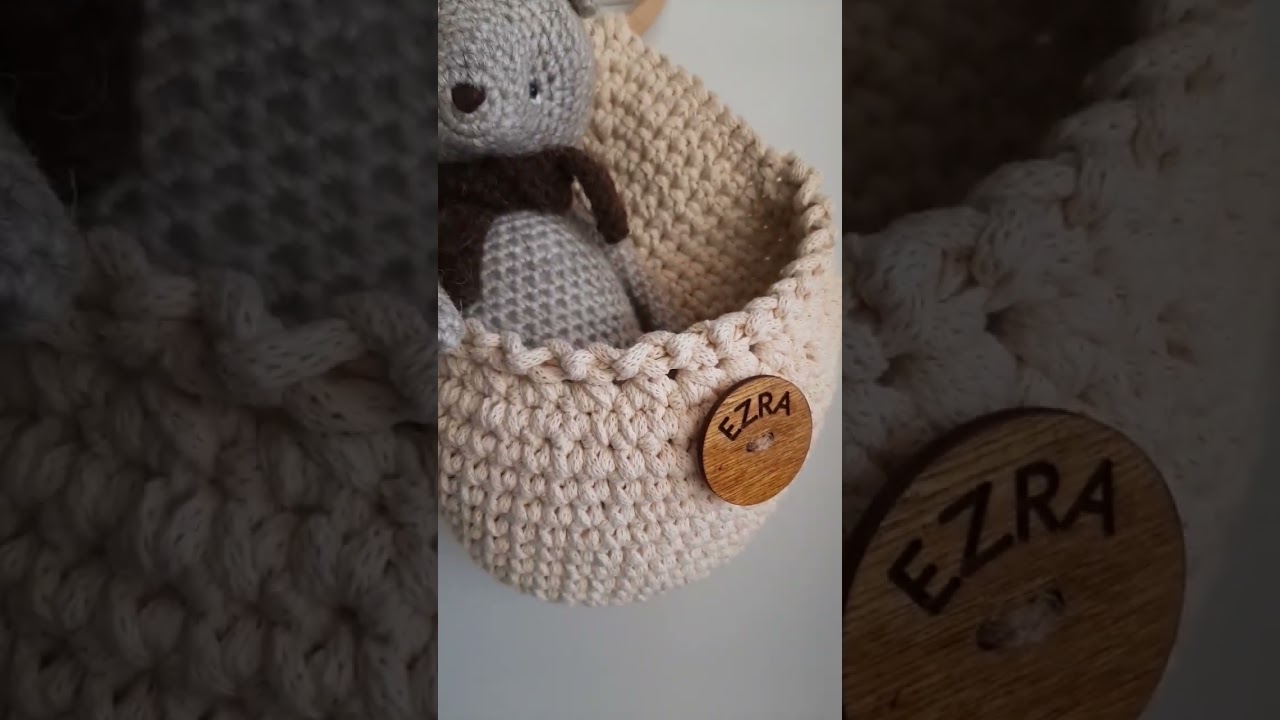 Nursery storage. storage basket. personalized baby gift. hanging basket. Rustic Home decor. Boho