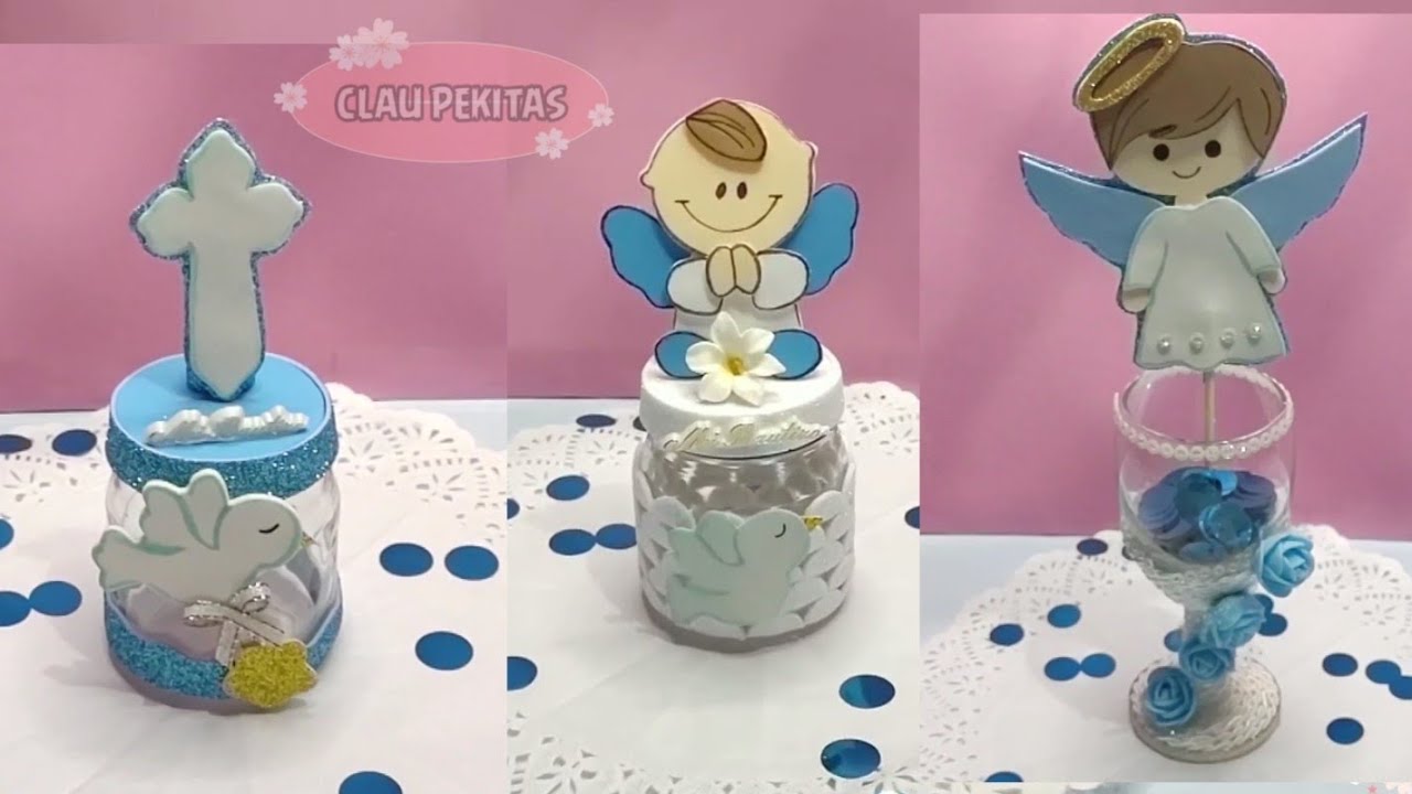 Recuerdos para bautizo con frascos de gerber para niño