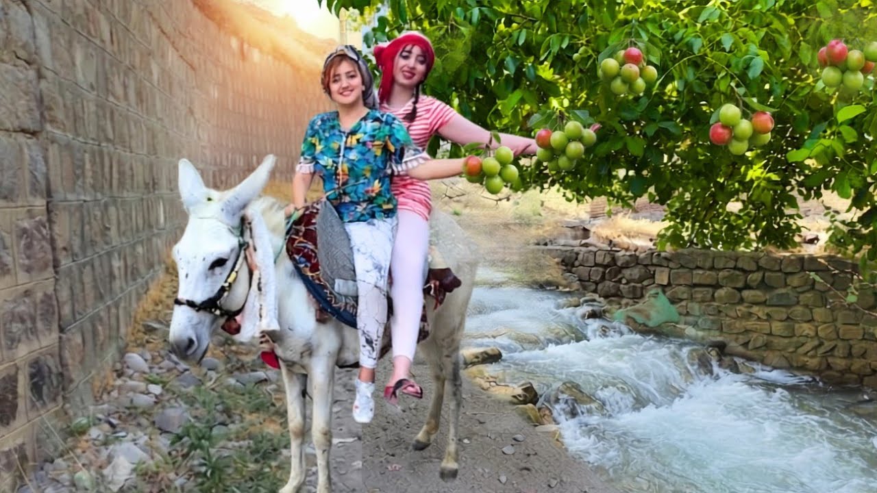 Two CRAZY Girls Riding ONE Donkey&hellip;Then the Village EXPLODED! 😂🫏💥#rurallife 