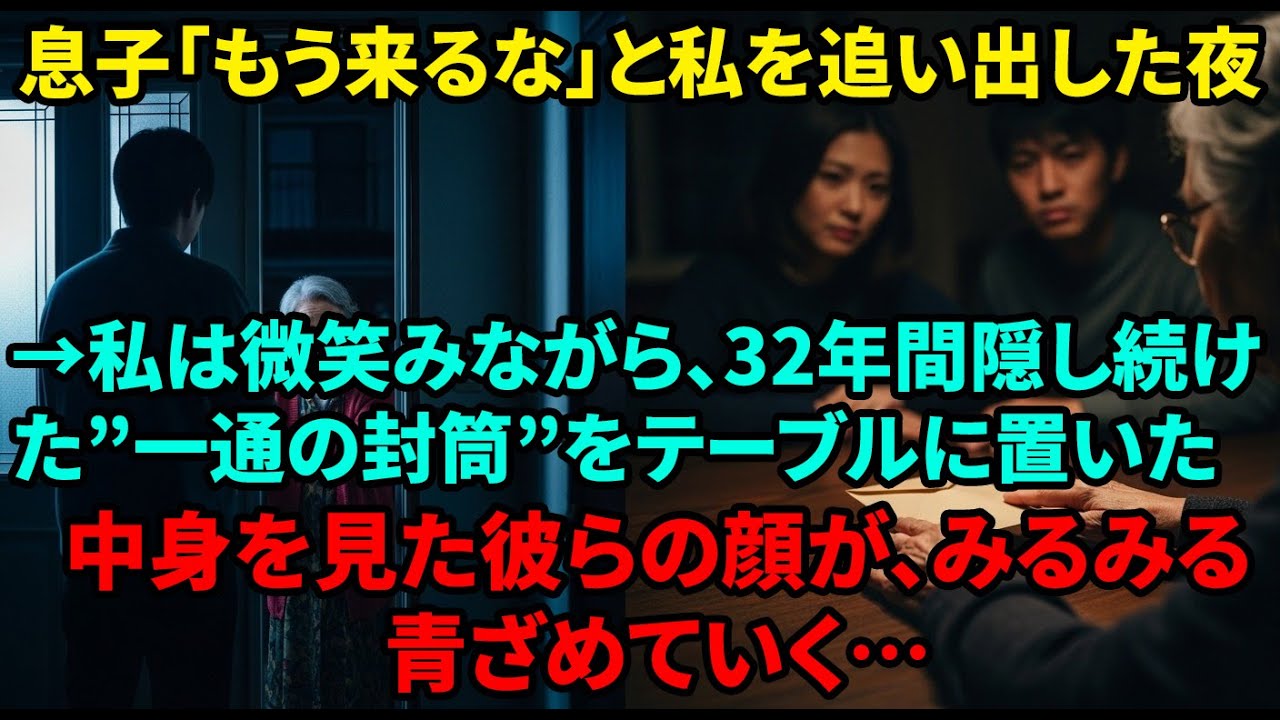 息子夫婦「迷惑だ、二度と来るな！」と私を勘当。その夜、私は微笑み”32年間隠し通した最後の切り札”を突きつけた→全てを知った２人が顔面蒼白で土下座する衝撃の結末…【シニアライフ】【60代以上の方へ】