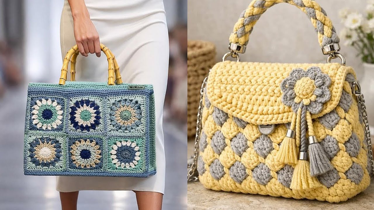 Most Beautiful Free Crochet Patterns Crochet 🧶 Handbags Embroidery Designs For Girls 
