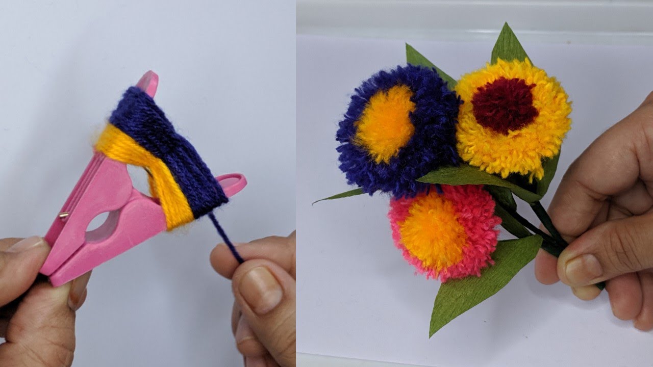 Very Easy & Amazing Hand Embroidery flower design trick | Super Easy Woolen flower design idea