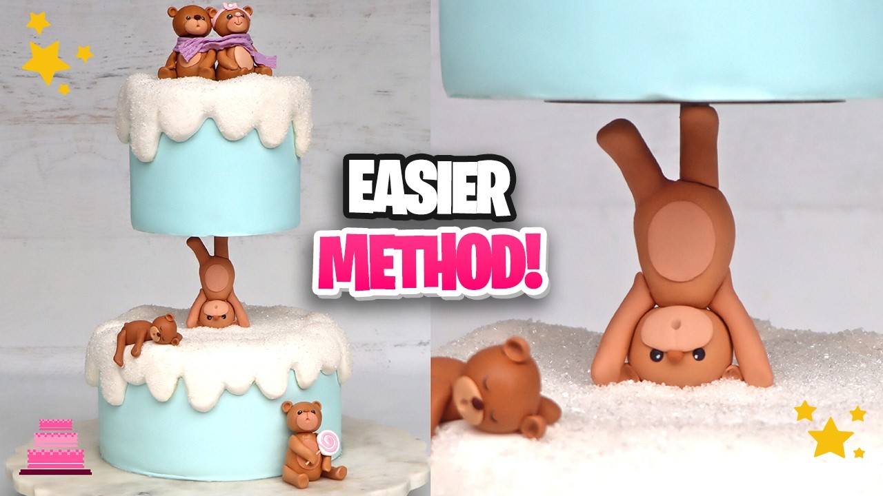 Winter Teddy Bear Cake - Gravity Defying Floating Tier Cake - SO MUCH EASIER!
