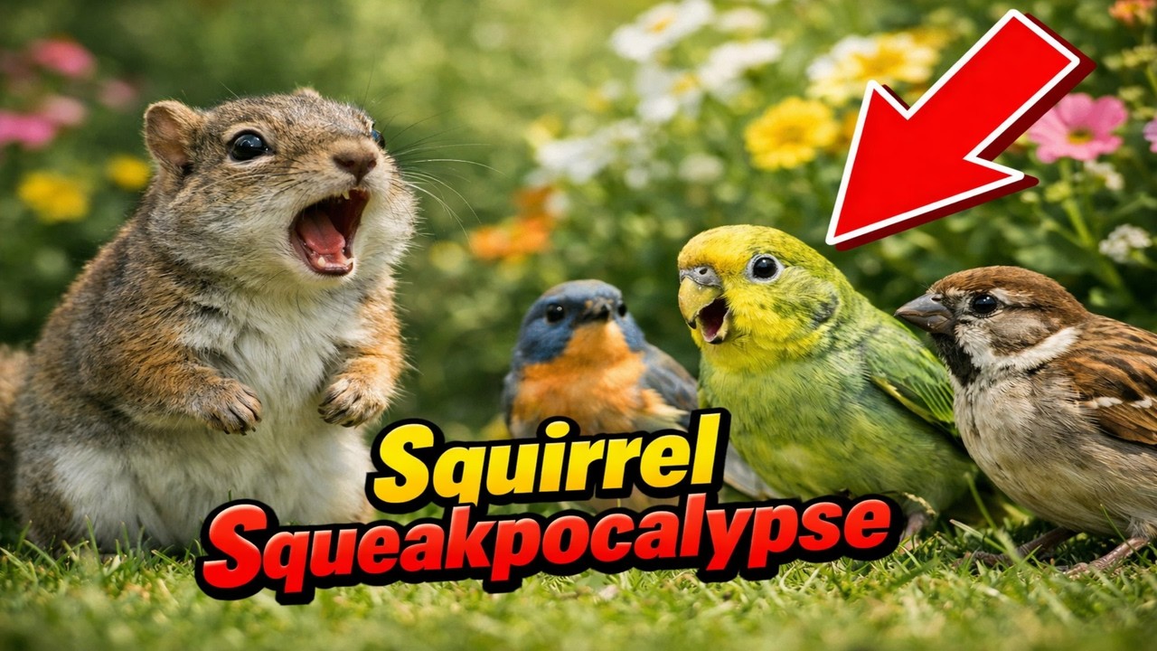 Cat & Dog TV 4K HDR: Tiny Barking Squirrel with Adorable Birds | 10-Bit Color