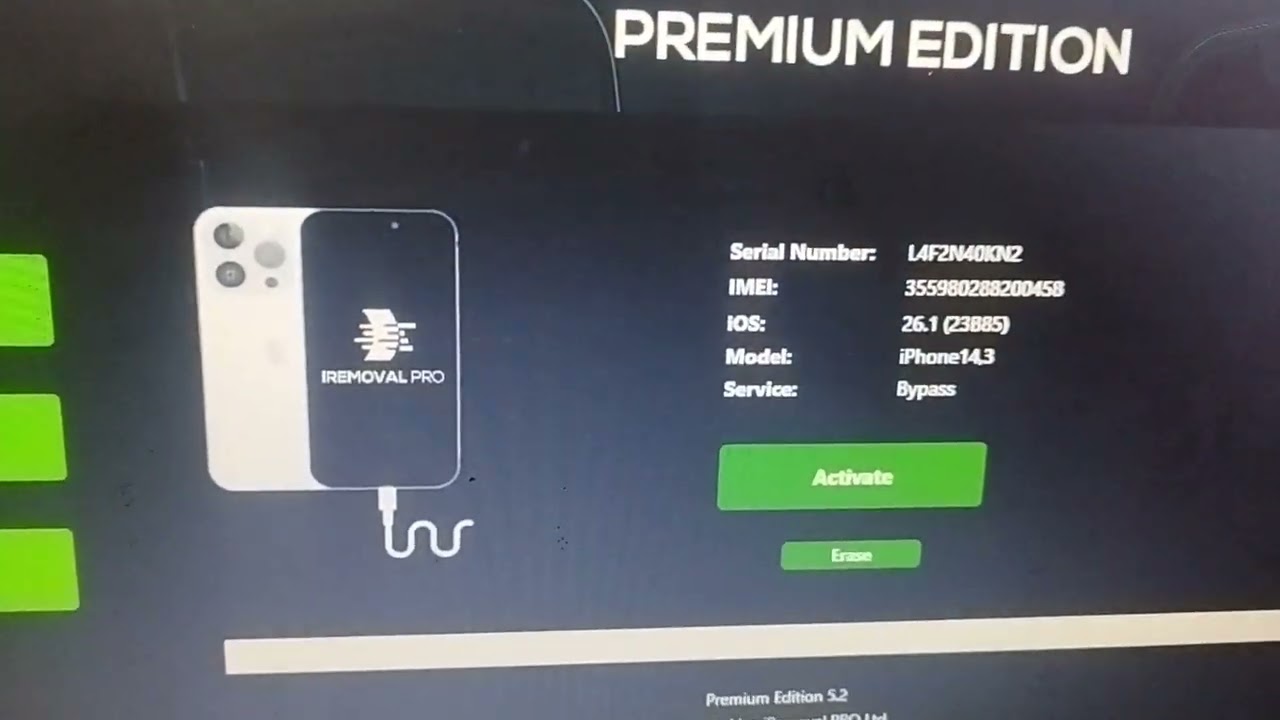 Haciendo un bypass con la última versión de iOS 26.1 ya soportada con iremoval pro espero i le guste