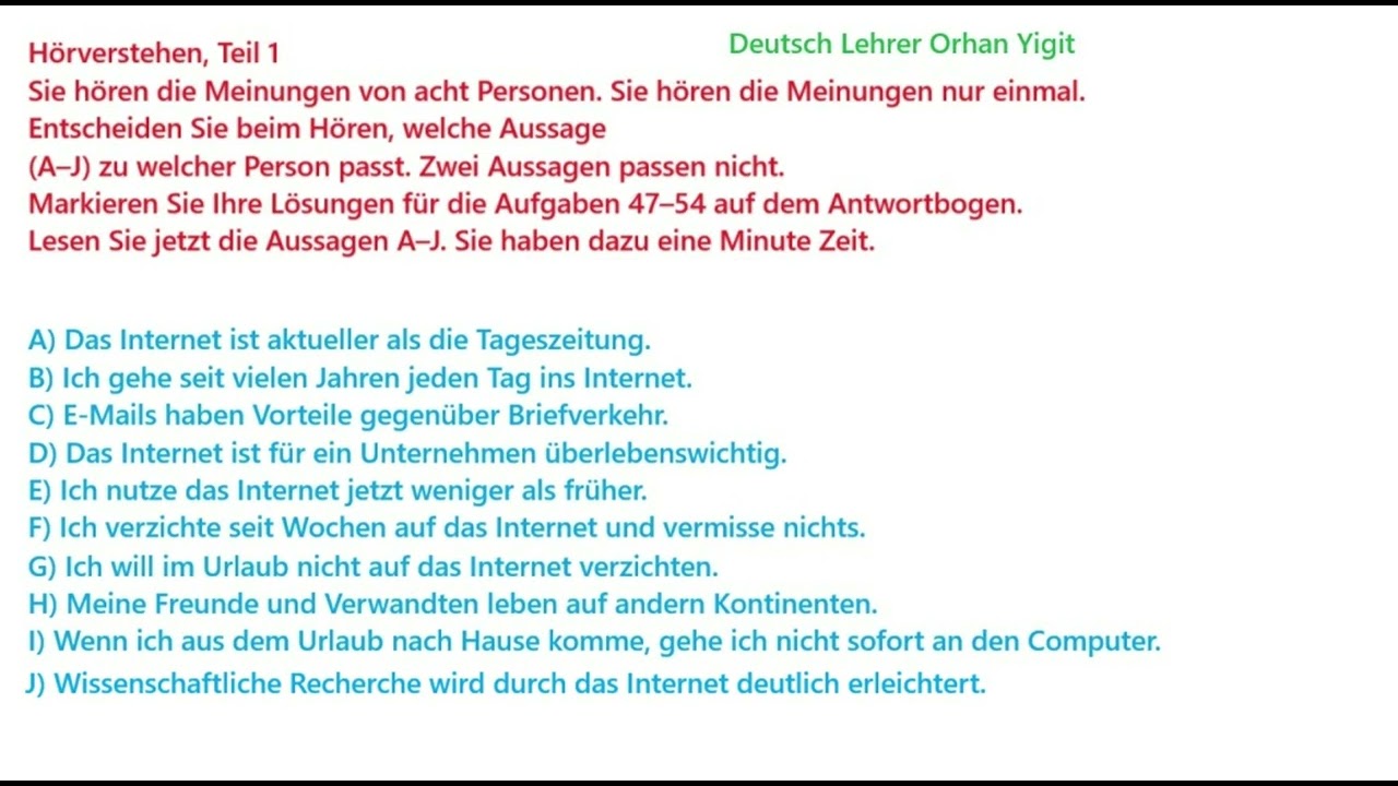 #internet -Telc C1 - Hörverstehen Teil 1-  Mit Lösungen-izleme amaçlıdır- kopyalanamaz