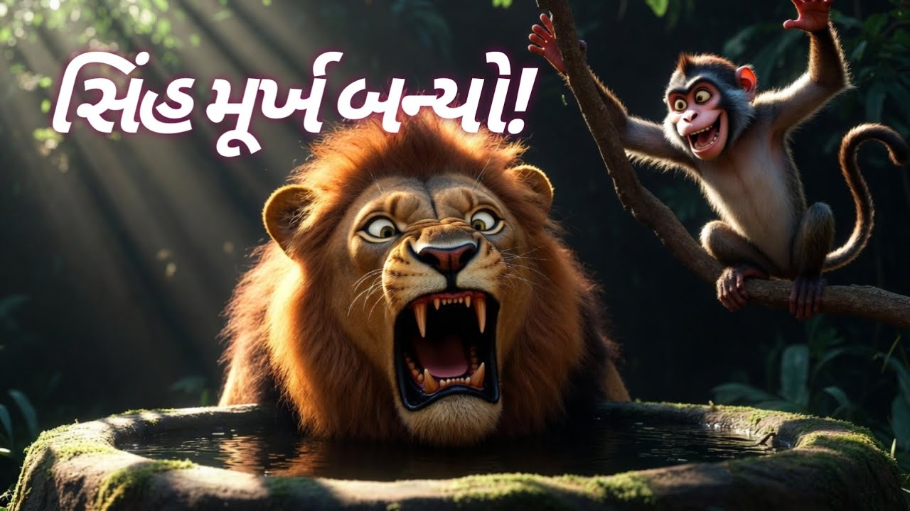 સિંહ મૂર્ખ બન્યો😂 | Gujarati Moral Story