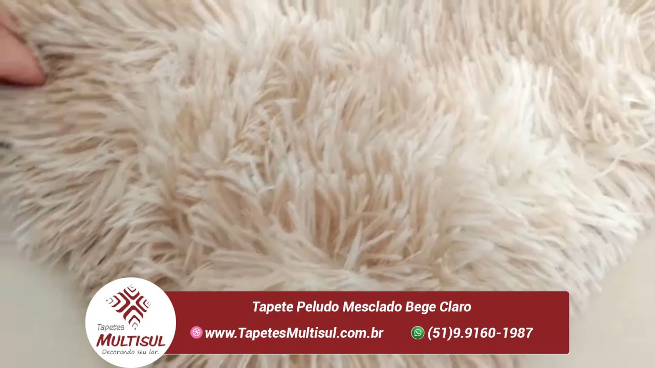 Tapete Peludo para Sala e Quarto Mesclado Bege Claro