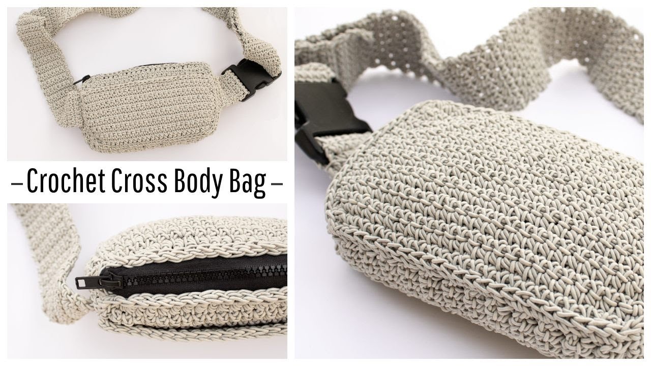 How to Crochet a Crossbody Bag // Belt Bag // Bum Bag // Fanny Pack with zipper and adjustable strap