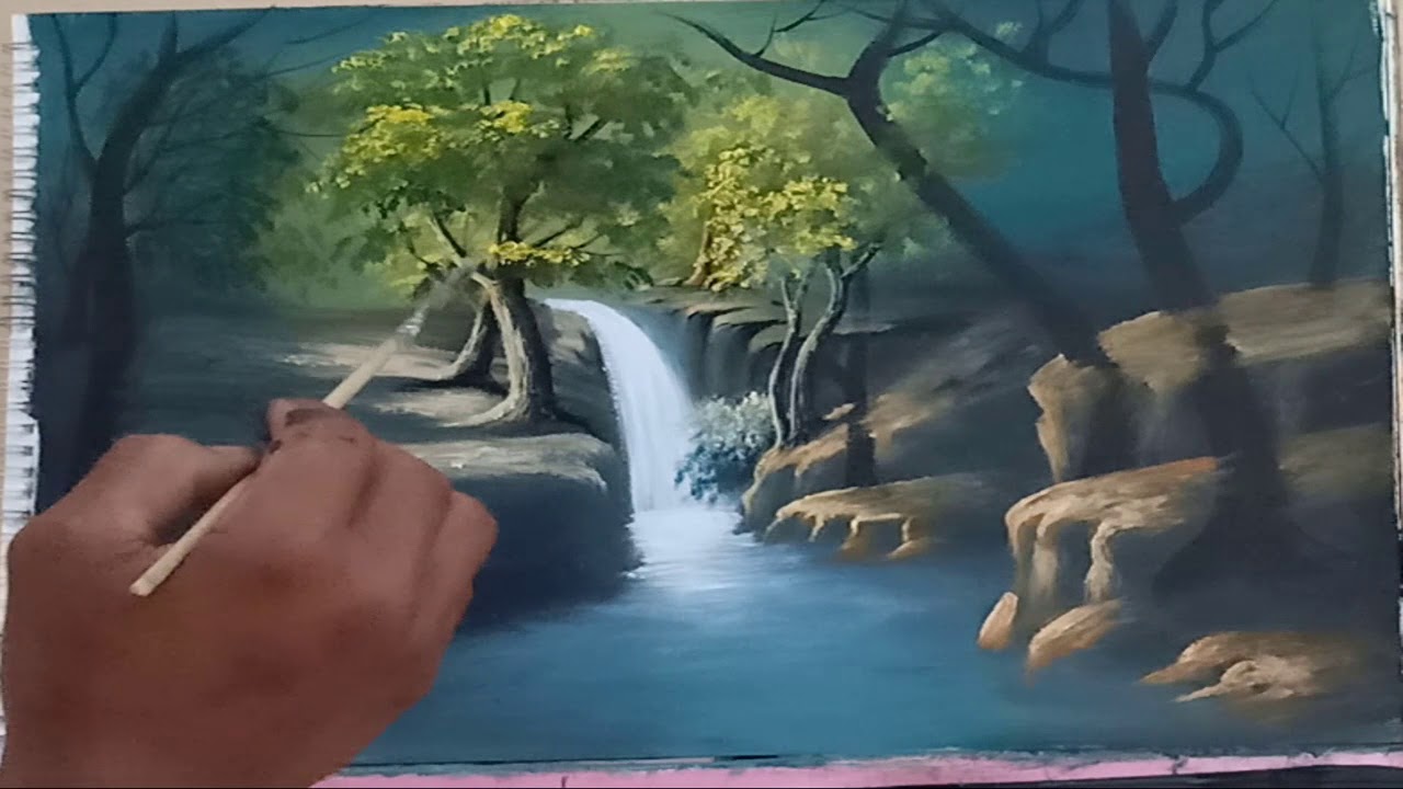 (Fast Tutorials) Lovely wild animals drink waterfall​ Painting Drawing Speed tutorial for beginners