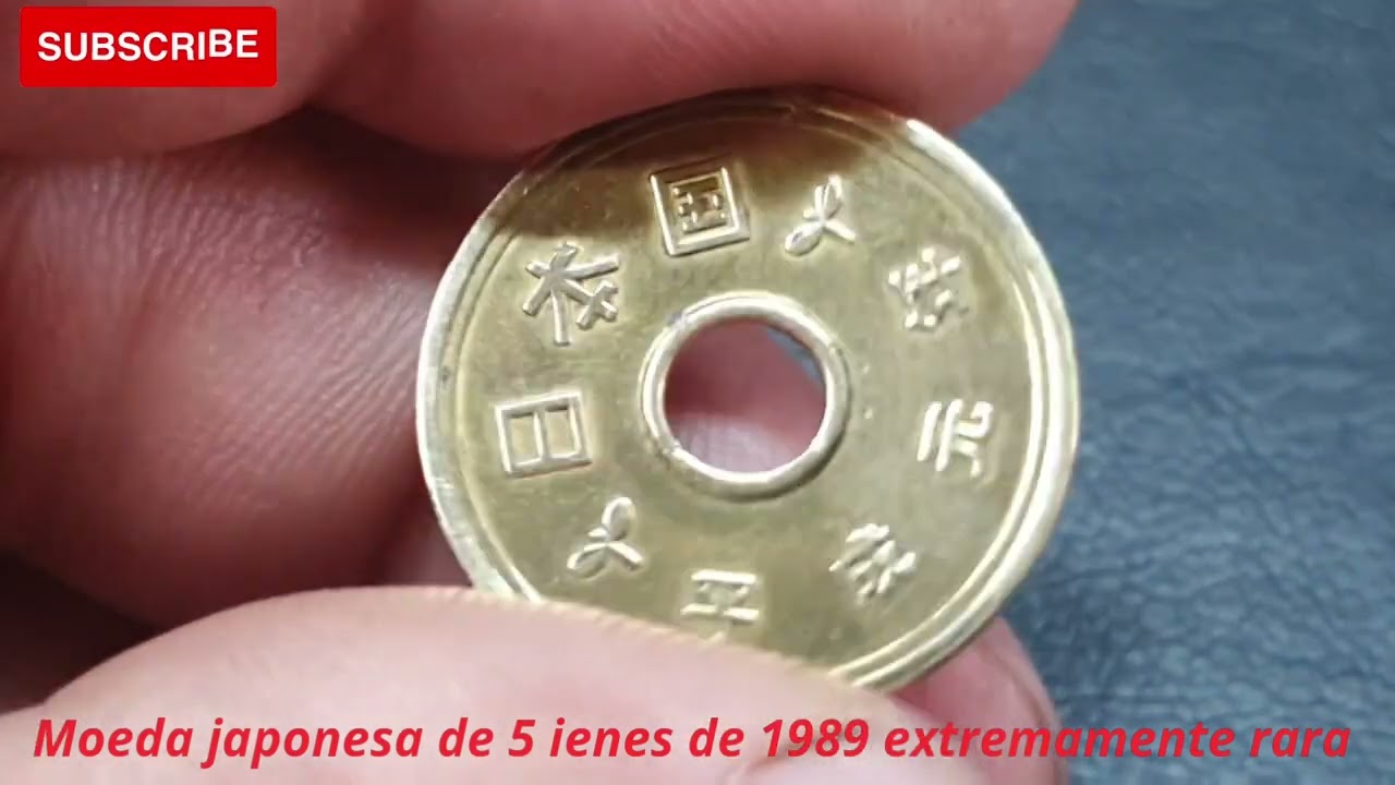 moeda japonesa de 5 ienes de 1989 extremamente rara